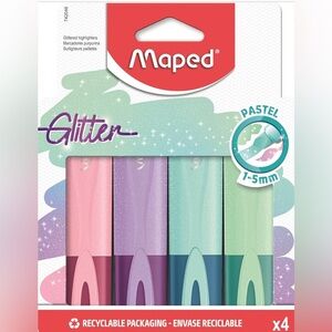 Maped Glitter Pastel Highlighters Set of 4 – NEW in Package